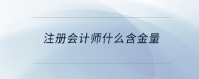注冊會計師什么含金量