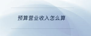 預(yù)算營(yíng)業(yè)收入怎么算